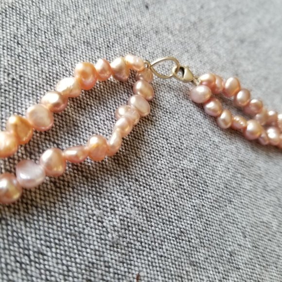 New Long freshwater pink pearl necklace with sterling silver beads and clasp - Picture 5 of 5